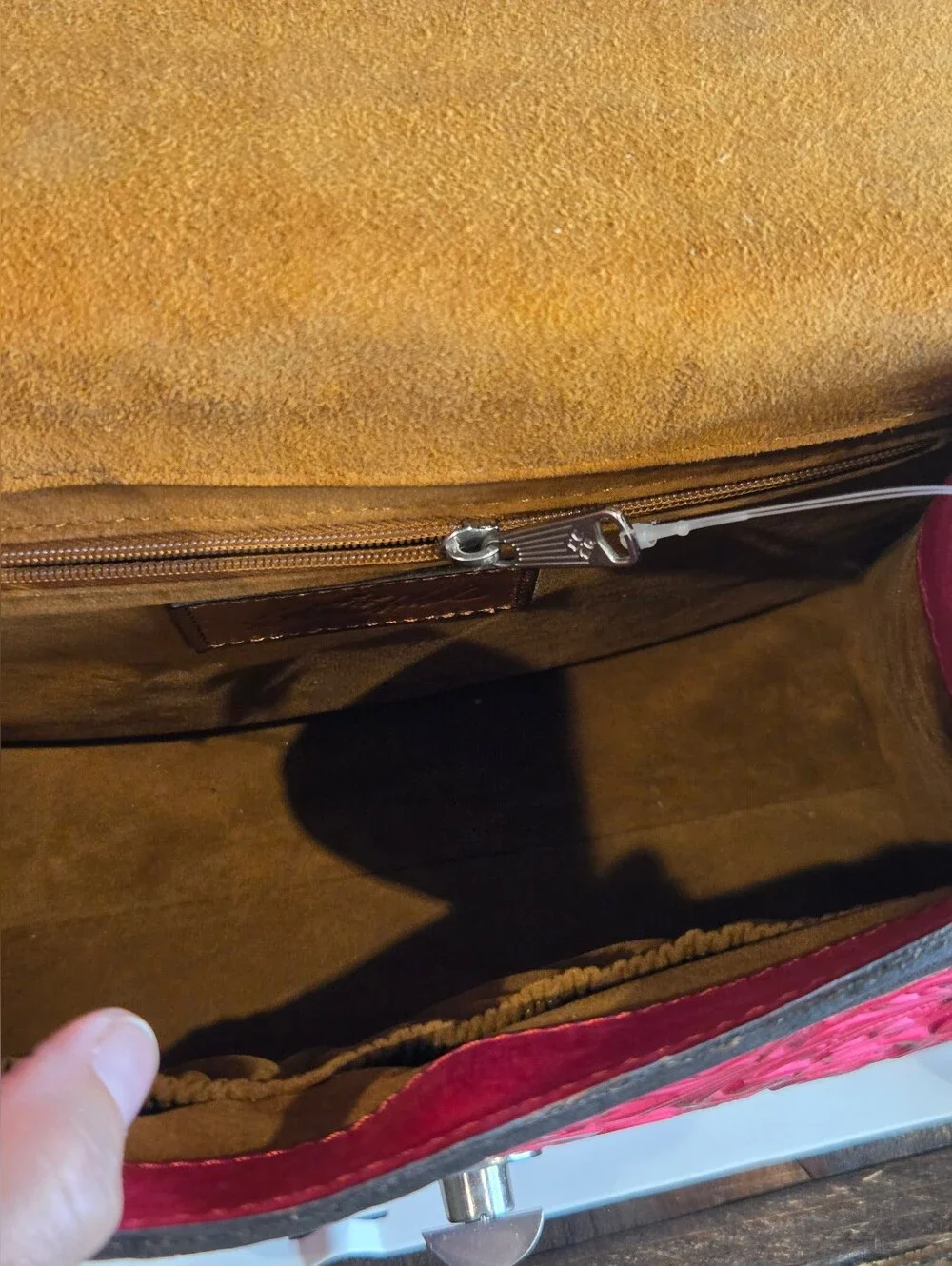 Patricia Nash Chauny Satchel in Magenta Tooled Leather